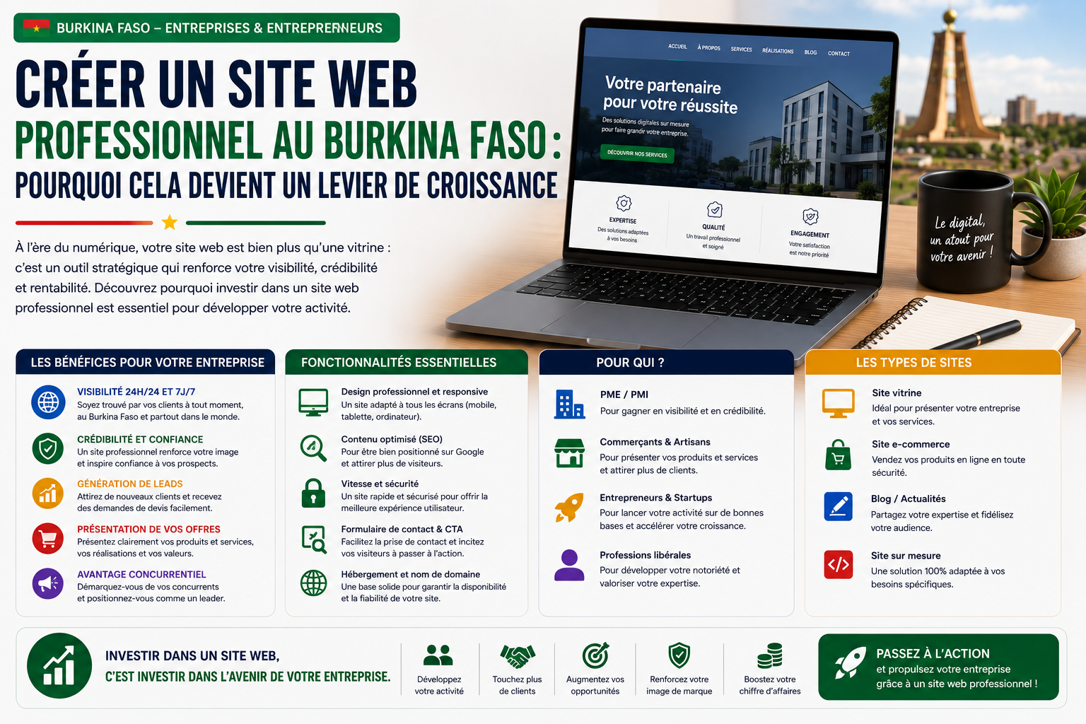 Créer un site web professionnel au Burkina Faso : pourquoi cela devient un levier de croissance