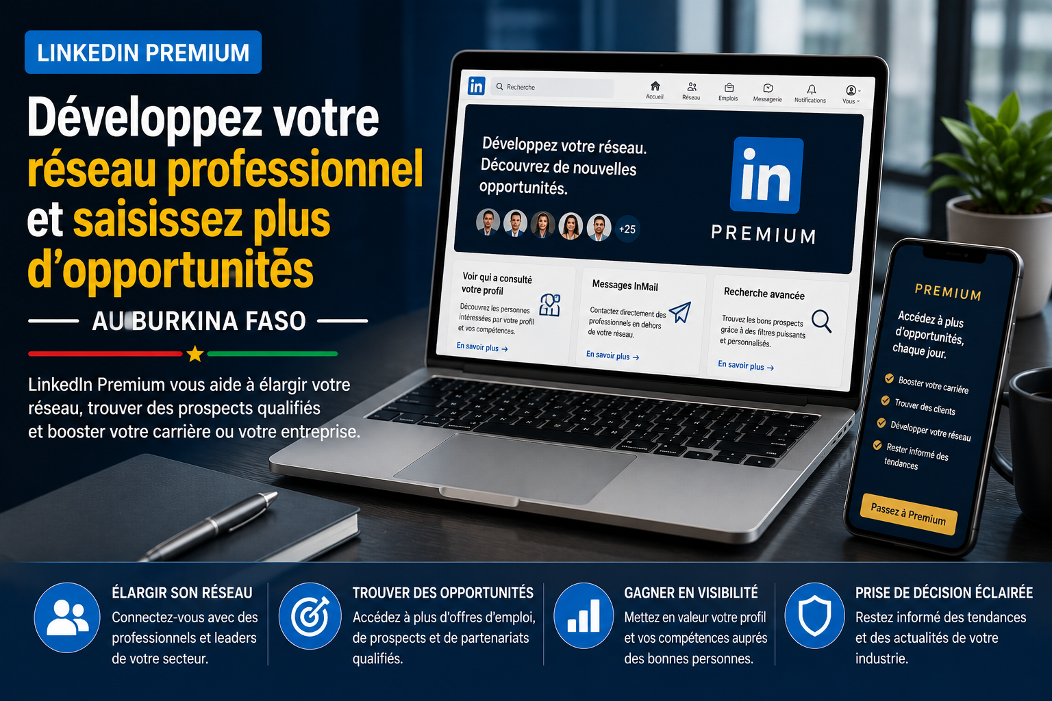 LinkedIn Premium au Burkina Faso : développer son réseau professionnel et créer davantage d’opportunités